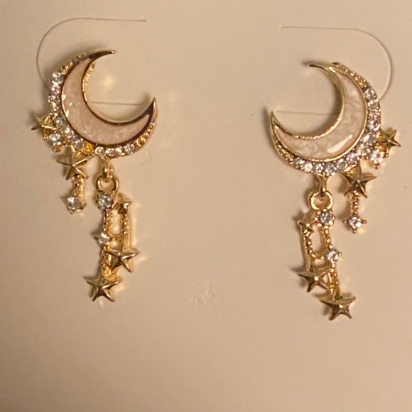 Crystal Crescent Earrings - Picture 2 of 3